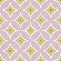 Retro Pink Circles on Warm Beige Linen tapete