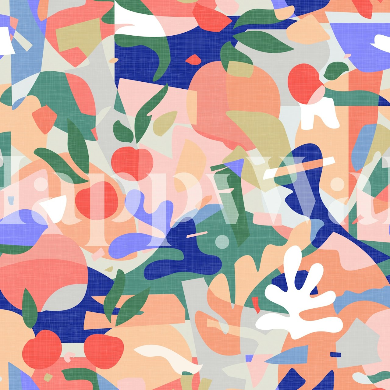 Vibrant abstract fruits wallpaper in a room