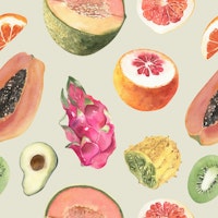 Watercolor Exotic Fruits carta da parati