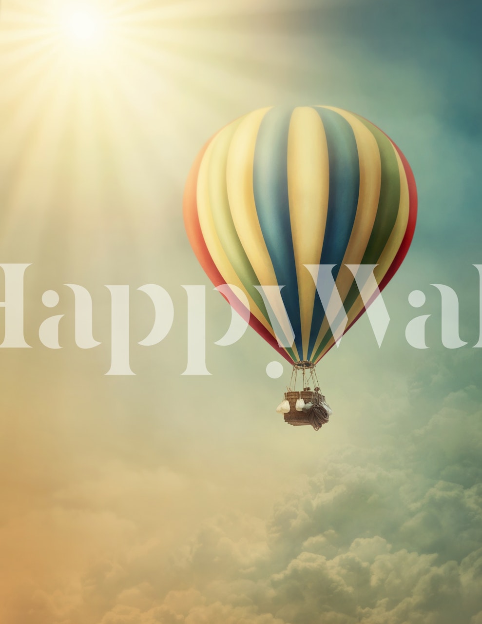 Kolorowa tapeta hot air balloon w pokoju