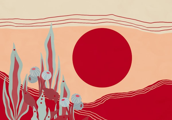 Bold Tropical Garden Red Sun