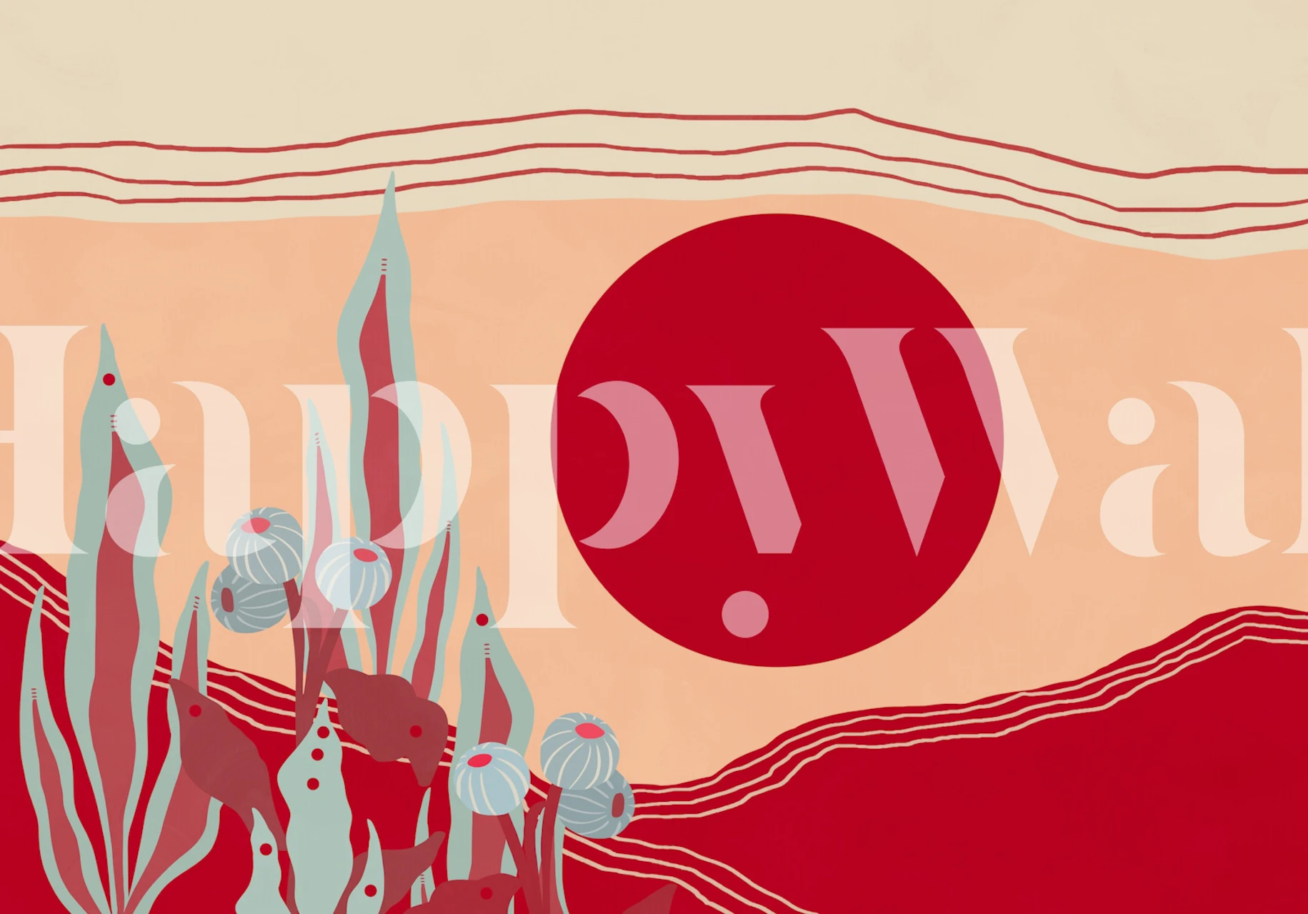 Tapeta Bold Tropical Garden Red Sun v pokoji