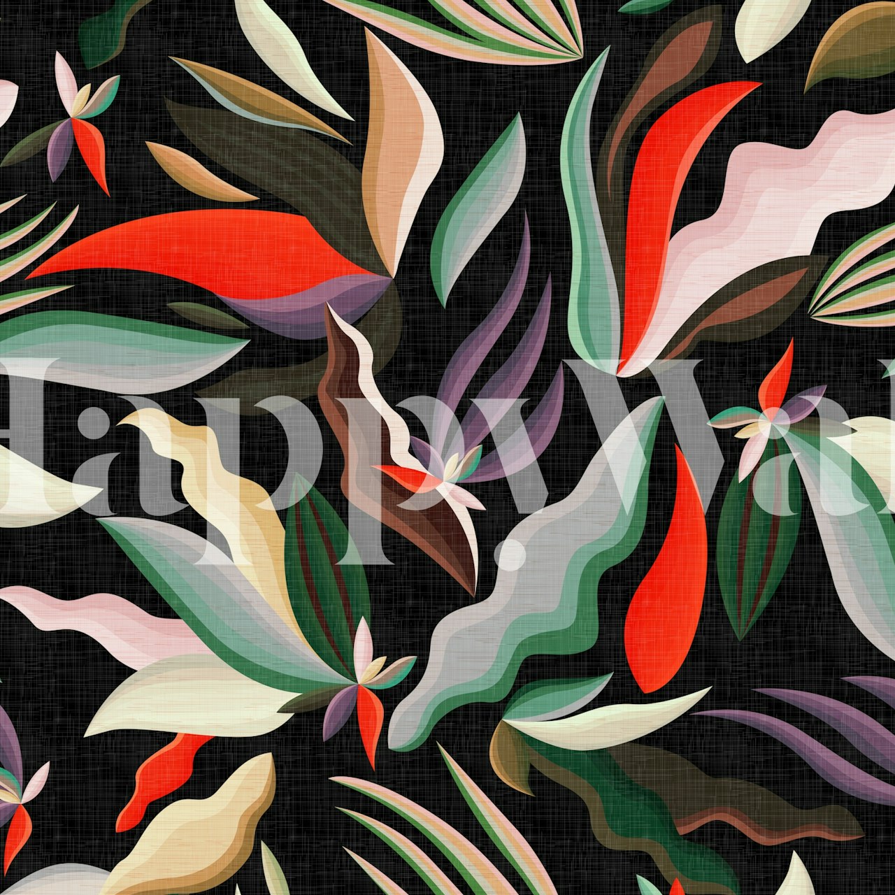 Tropical plants wallpaper in a room