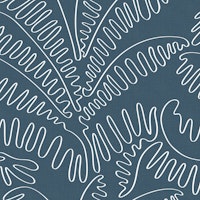 Line Art Palm Leaves Muted Blue WM papiers peint