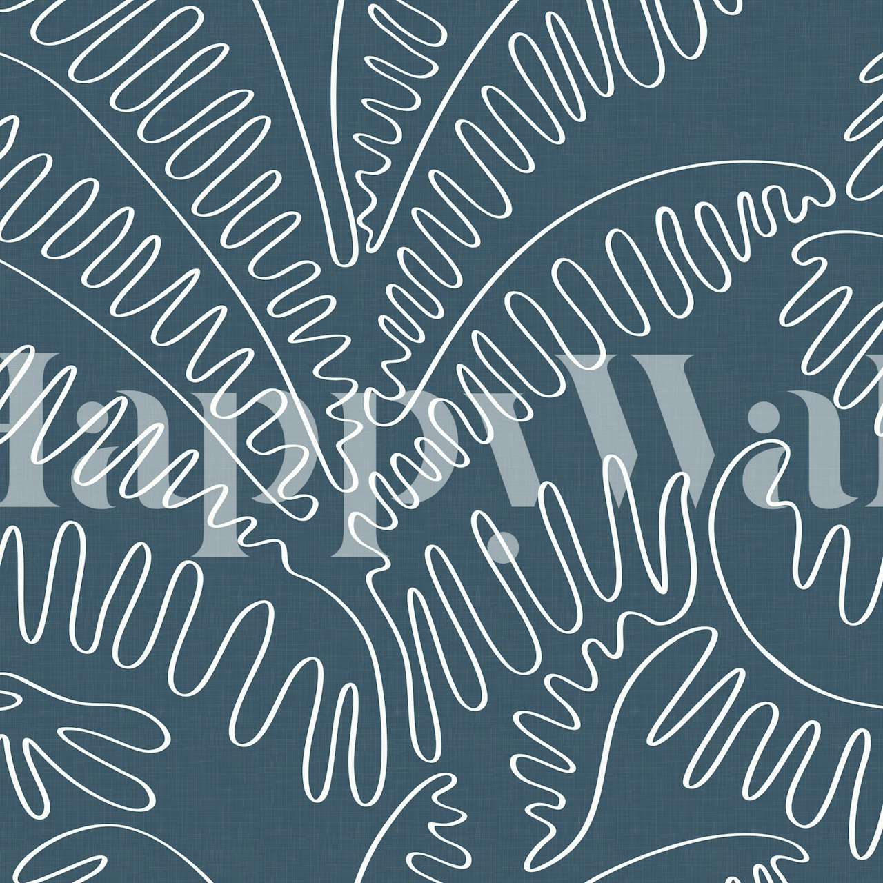 Line Art Palm Leaves wallpaper em um quarto