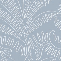 Line Art Palm Leaves Light Pigeon Blue WM papiers peint