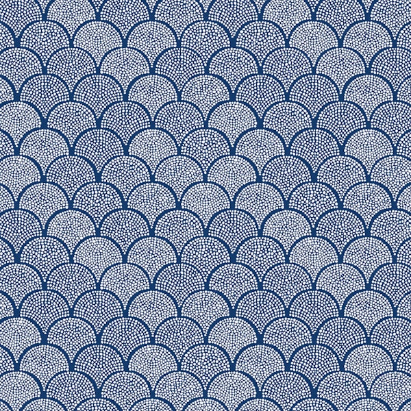 Japanese Hand Drawn Scallop Texture Blue WM