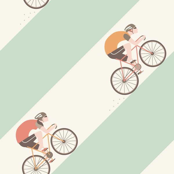 Cycling in the mountains large cream green