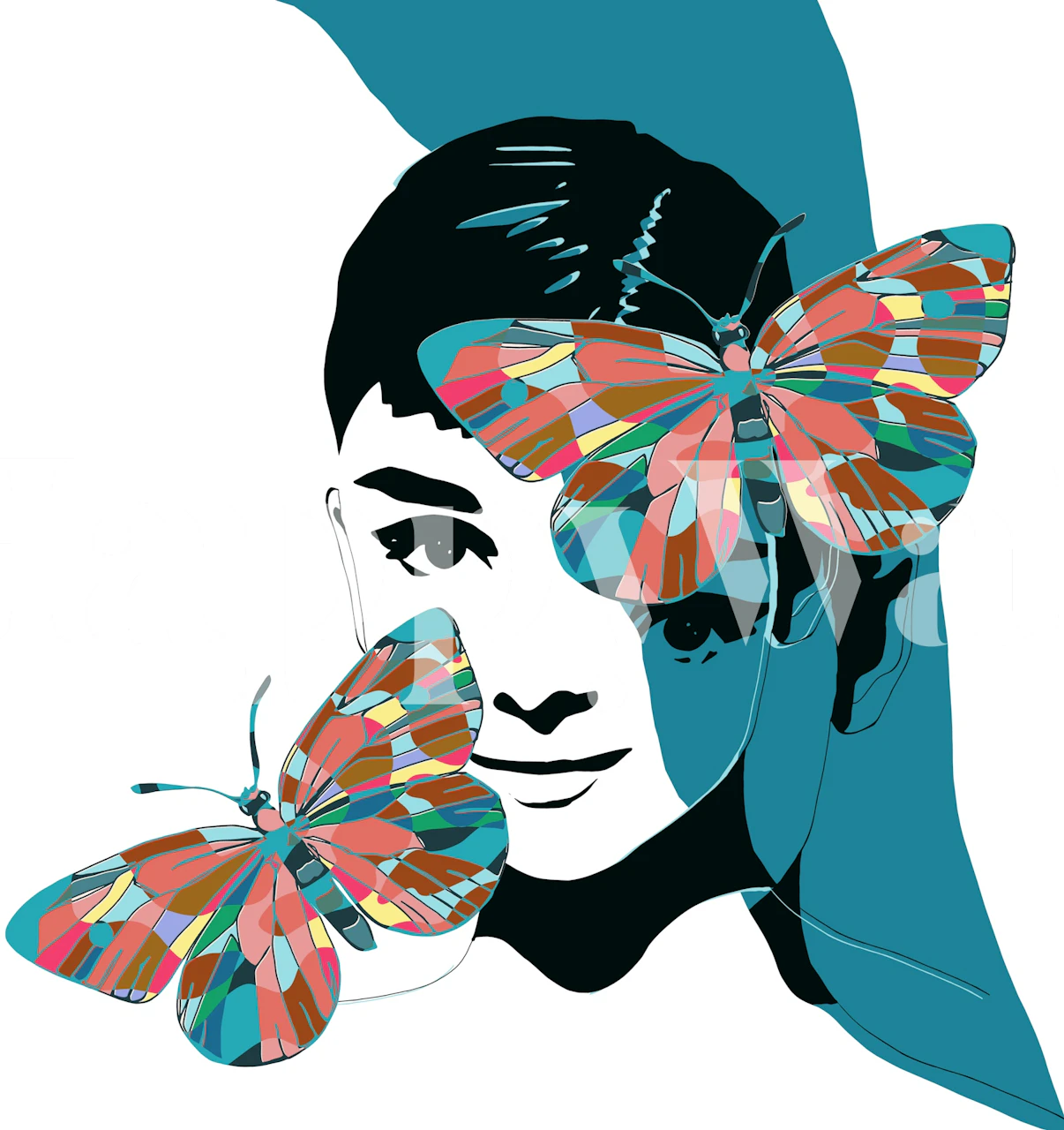 Butterfly Fantasy Portrait wallpaper in a room