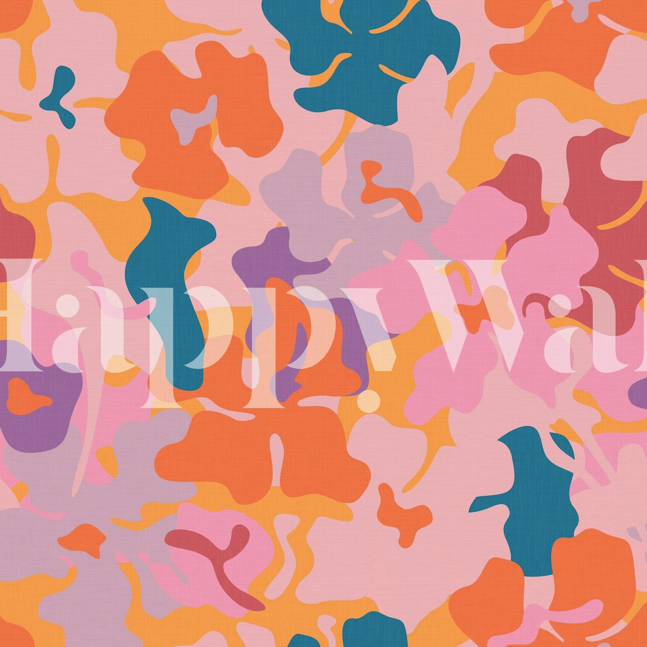 Abstract Colorful Retro Flowers WM en una habitación