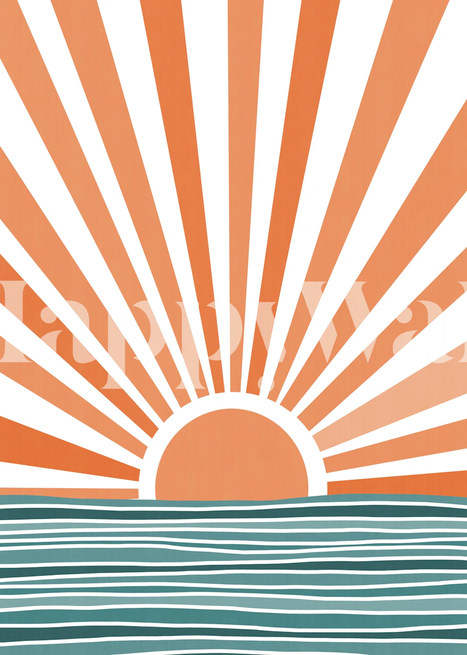 Papel de parede Sunrise Over Waves em um quarto