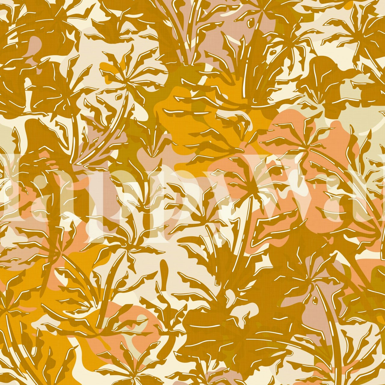 Retro Tropical Sunset Palms wallpaper in a room