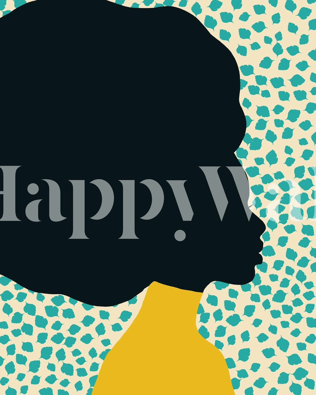 Bold Afro Portrait behangontwerp in een kamer