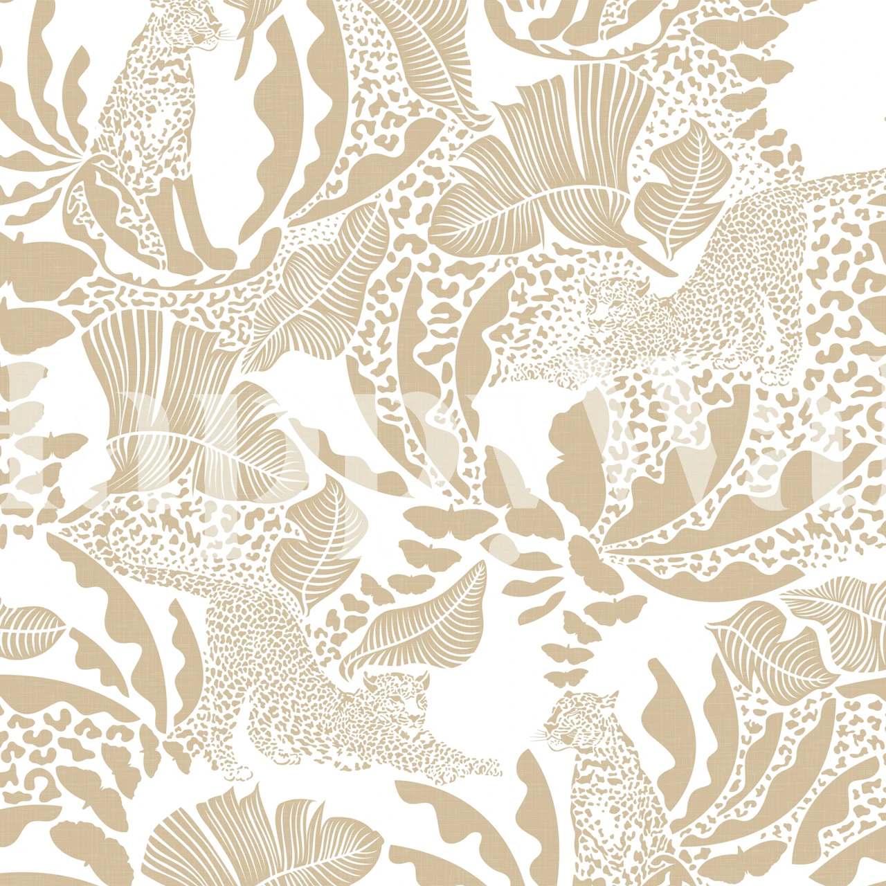 Exotic Tropical Jungle Light Beige wallpaper in room