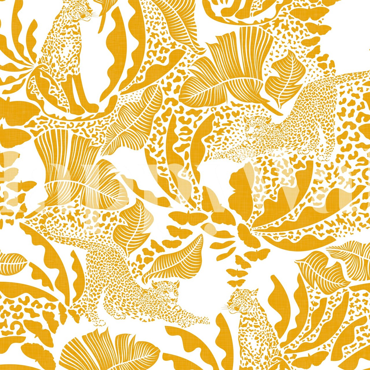 Exotic tropical jungle wallpaper in bright yellow