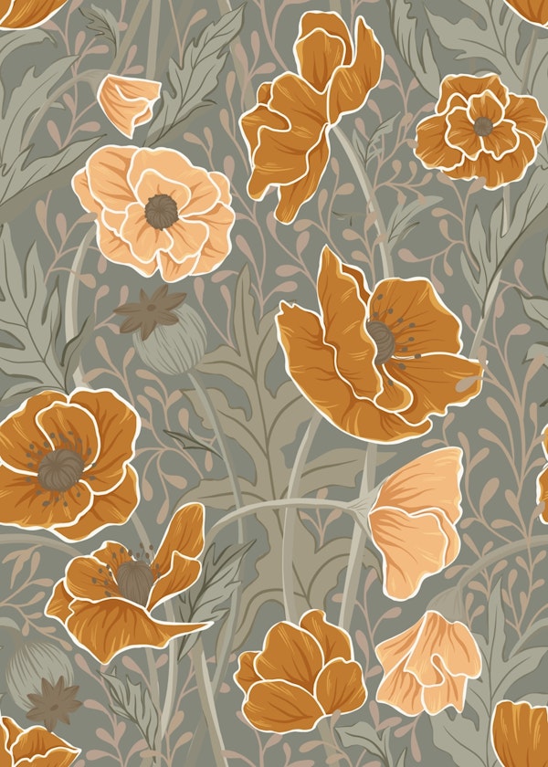 Rustic Poppies - Dark