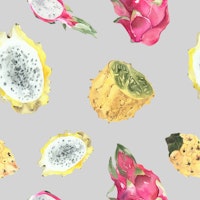 Exotic Dragonfruit & Kiwano Pattern wallpaper