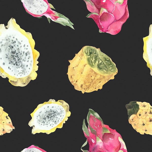 Bold Dragonfruit & Kiwano Pattern