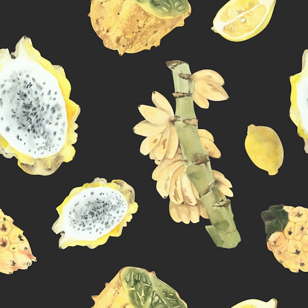Yellow Dragonfruit & Kiwano Pattern