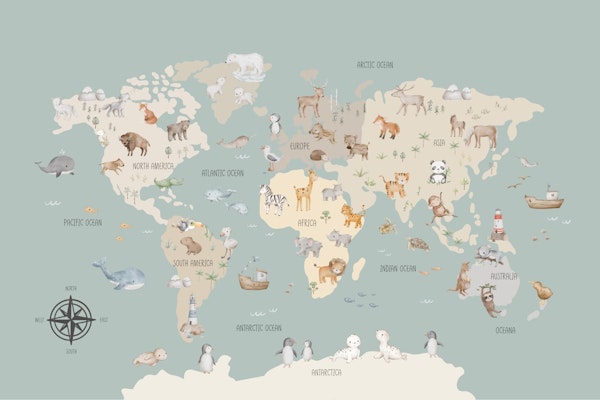 Animal Adventure World Map on Green
