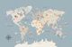 Kids Animal World Map on Blue