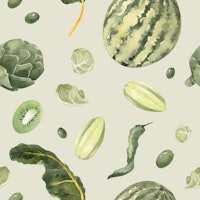 Green Tropical Fruits & Veggies tapete