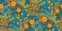 Summer flower garden - orange and blue large tapete
