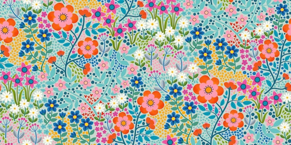 Summer flower garden - blue grey large