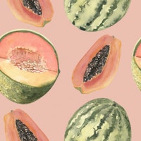 Fresh Melon & Papaya Tropical Pattern ταπετσαρία