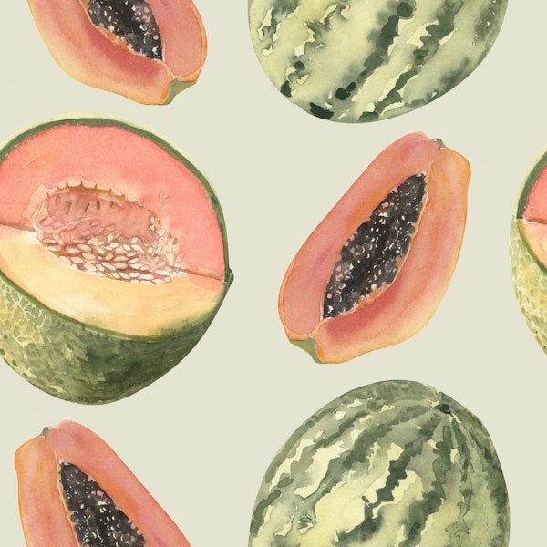 Exotic Melons & Papaya Fruit Pattern