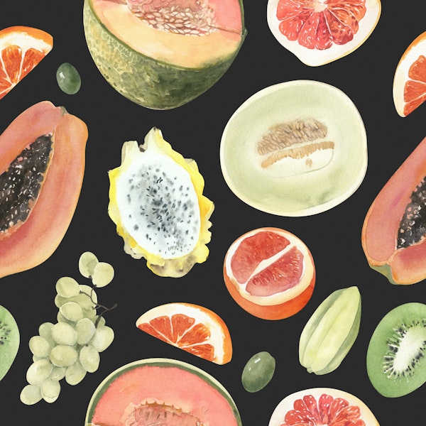 Mixed Exotic Fruits Art Pattern