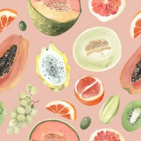 Vibrant Tropical Fruit Pattern on Pink tapete