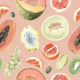 Vibrant Tropical Fruit Pattern on Pink