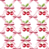 Pink Cherry Bow Elegance ταπετσαρία