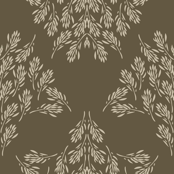 Rustic leaf damask medium – taupe brown