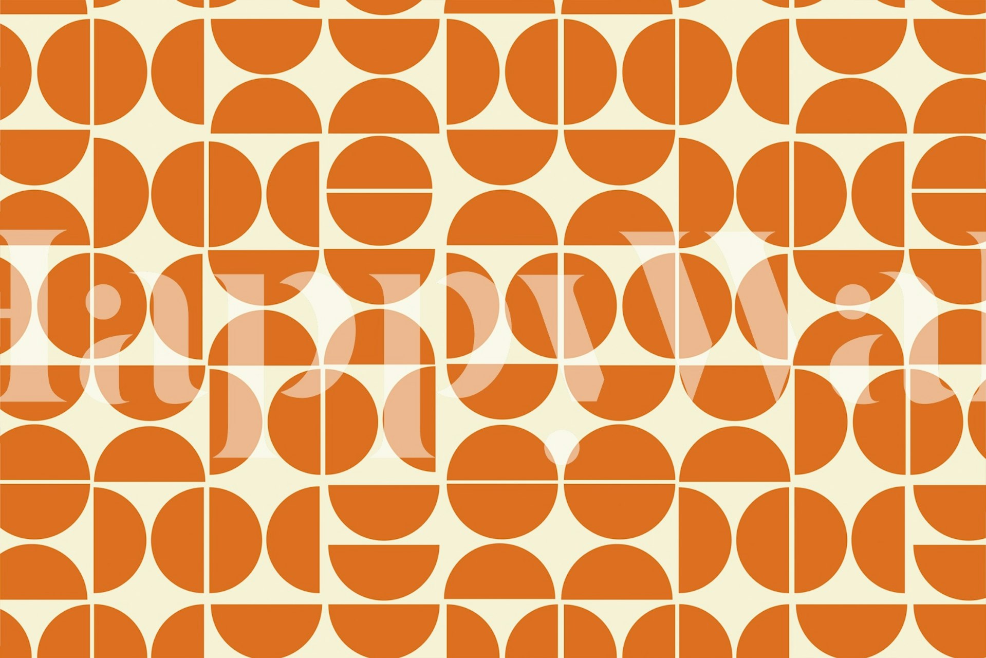 Papel pintado Retro Geometric Orange Circles en una habitación