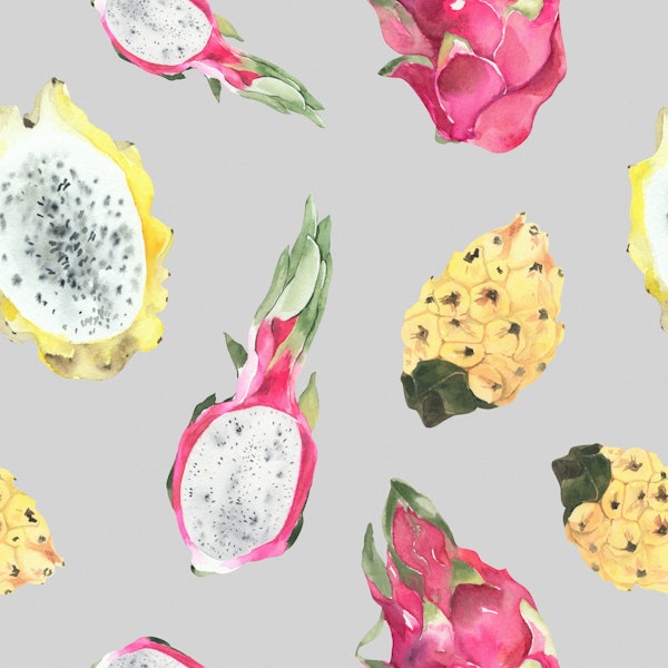 Dragonfruit & Kiwano Seamless Pattern