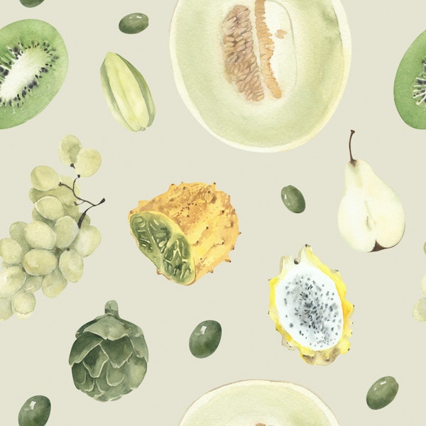Green Fruit Mix Seamless Pattern