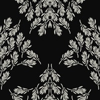 Rustic leaf damask medium – onyx black tapet