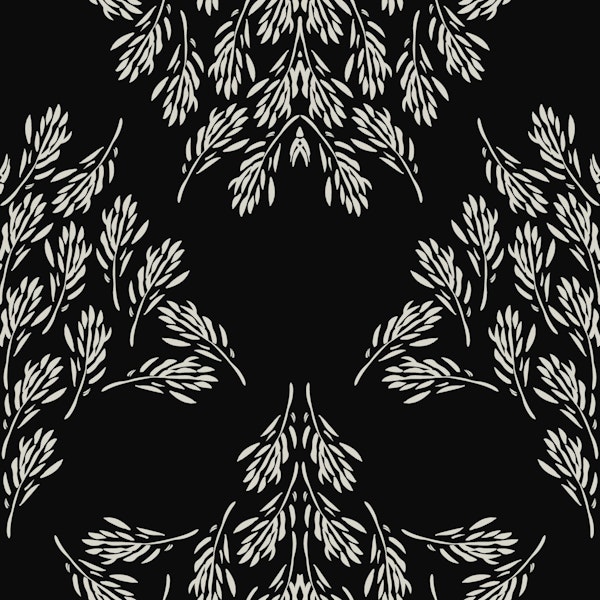 Rustic leaf damask medium – onyx black