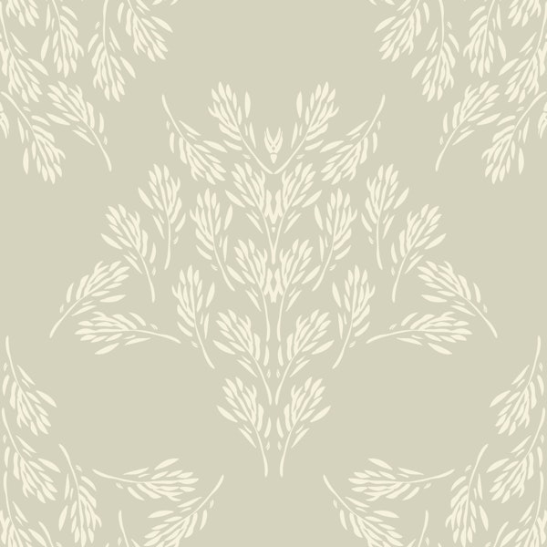 Rustic Leaf Damask medium – Neutral Gray