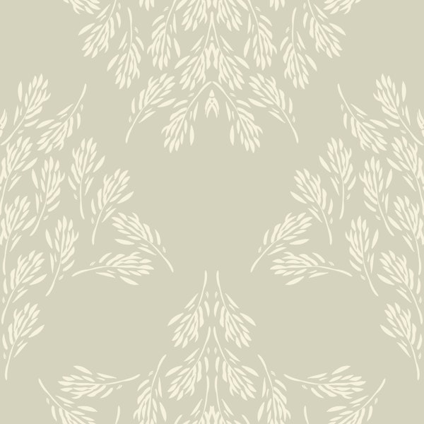 Rustic leaf damask XL – neutral gray