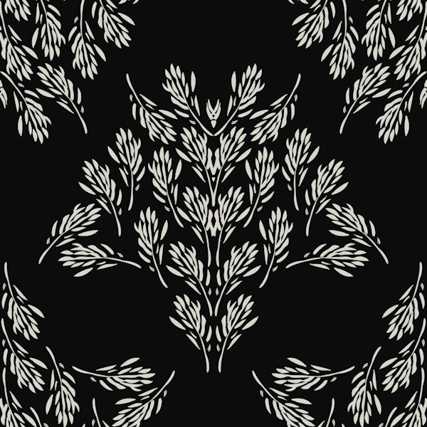 Rustic leaf damask large – onyx black