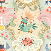 Spring circus birds papel de parede