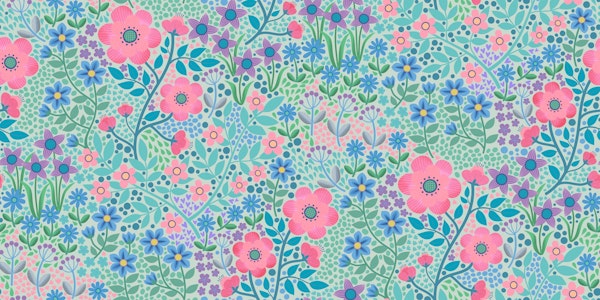 Summer Flower Garden - pink and blue