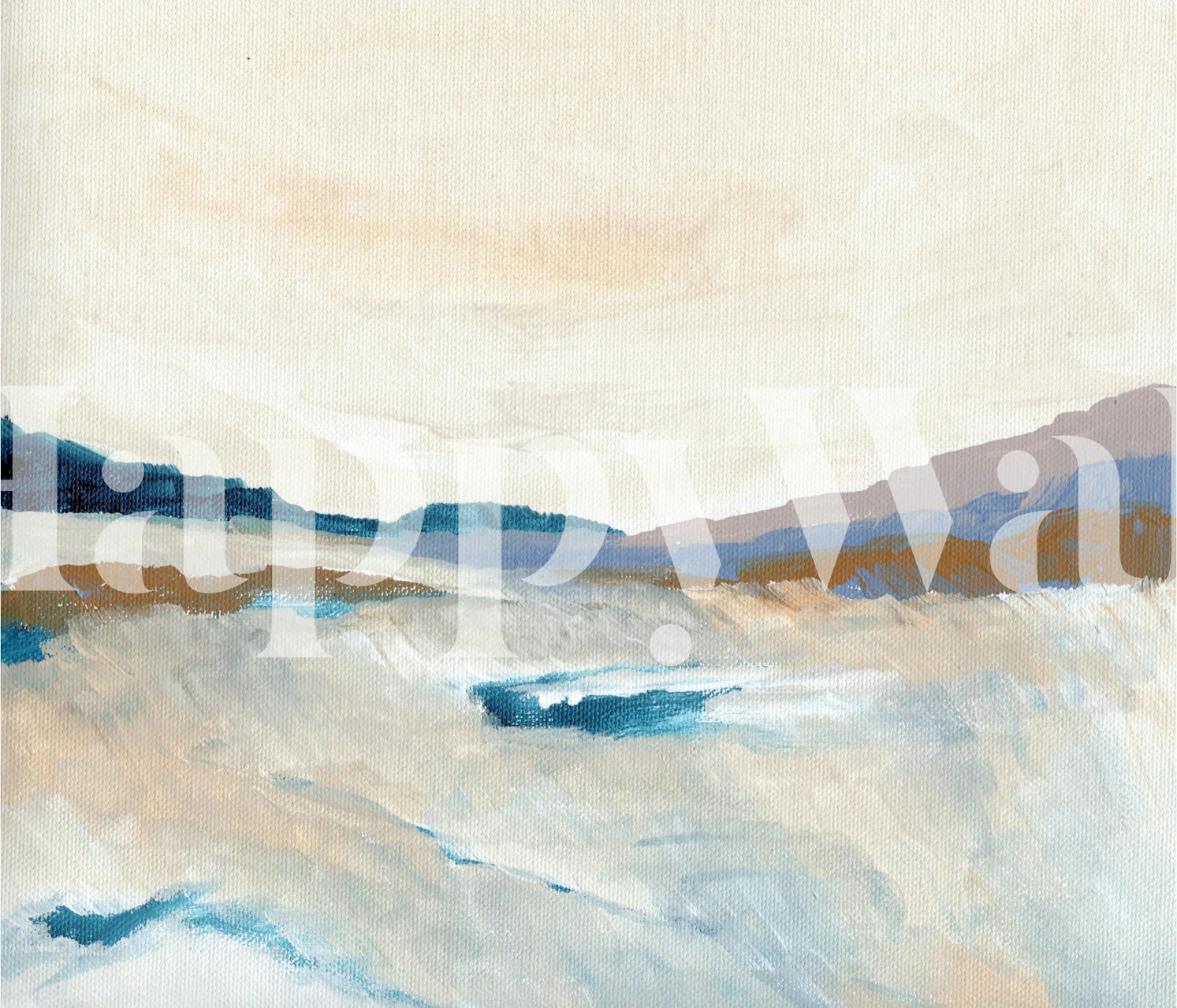 Papel de parede Soft Ocean Hues em um quarto