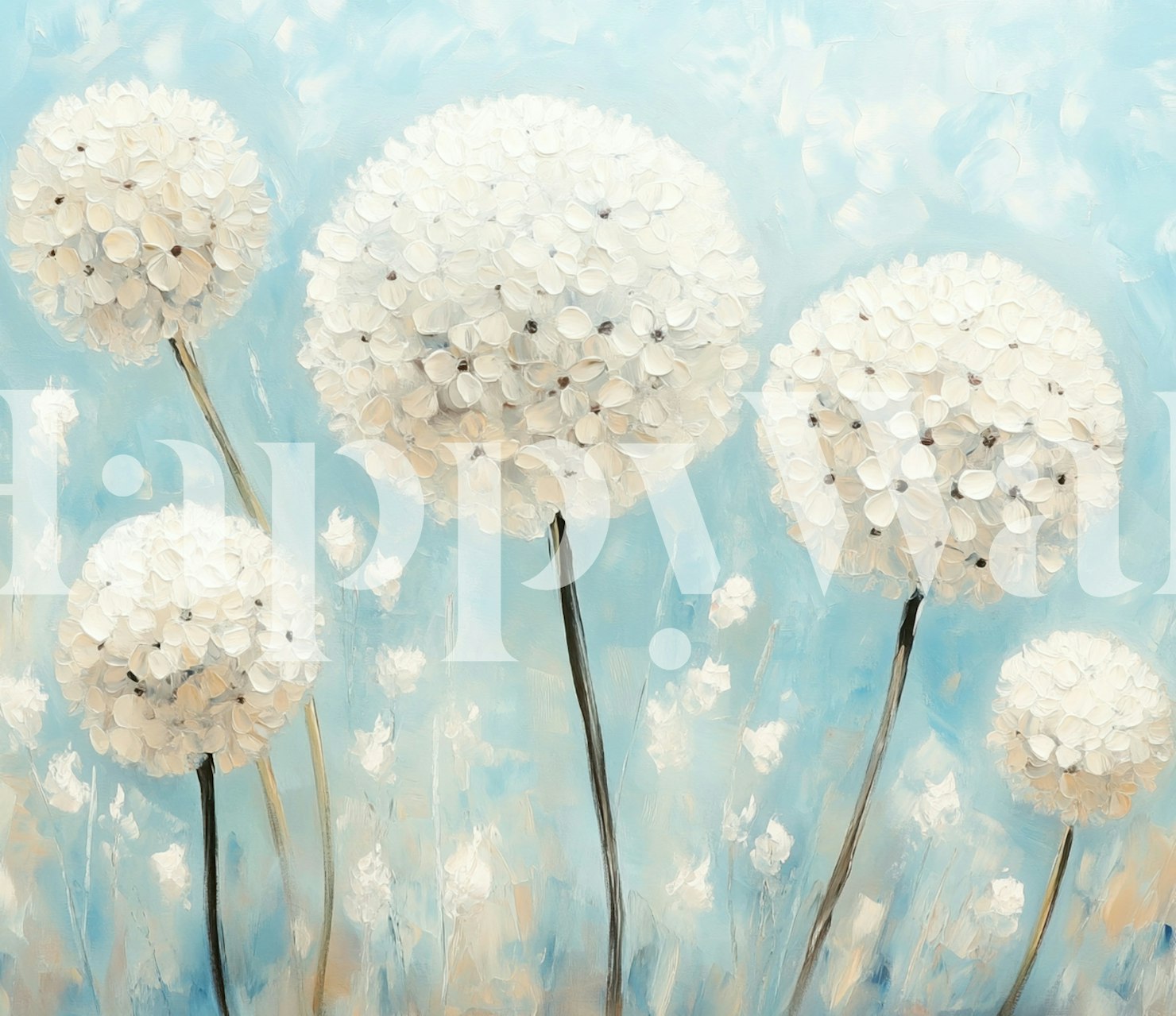 Dandelion blooms wallpaper in a room