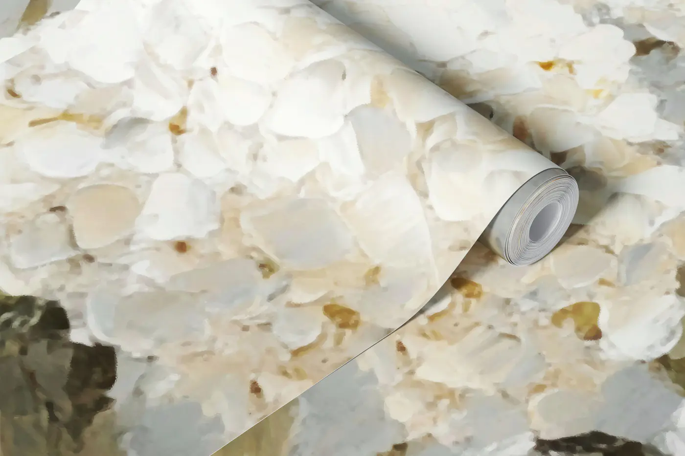 Soft White Hydrangea Hues wallpaper roll