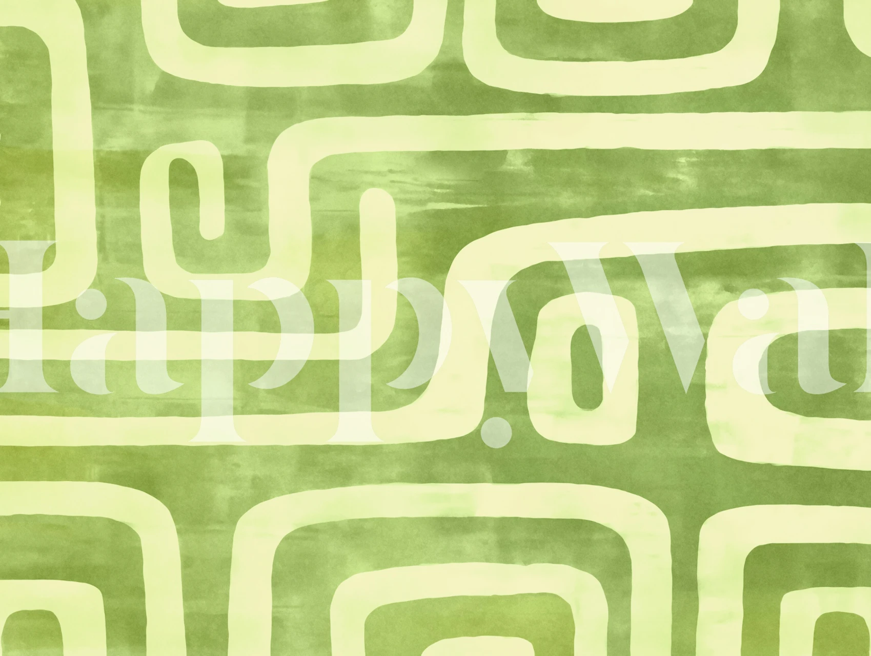 Green maze labyrinth wallpaper in a room