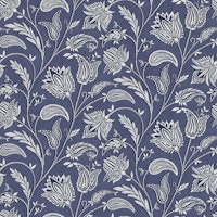 Floral paisley tendrils mosaic classic blue ταπετσαρία